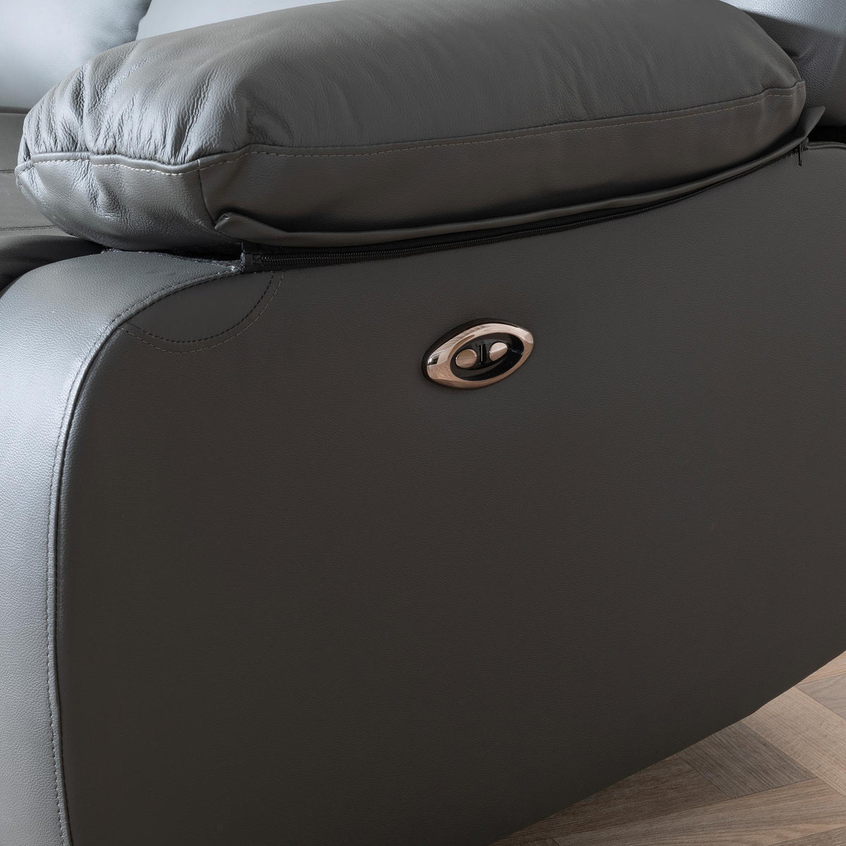 Helena Grey Leather Manual Recliner Sofa