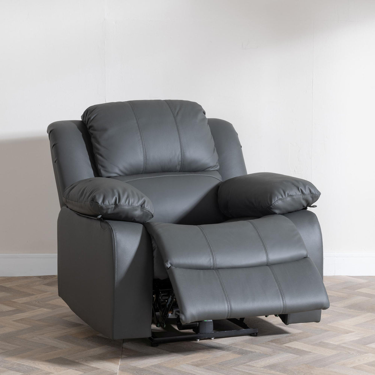 Helena Grey Leather Manual Recliner Sofa