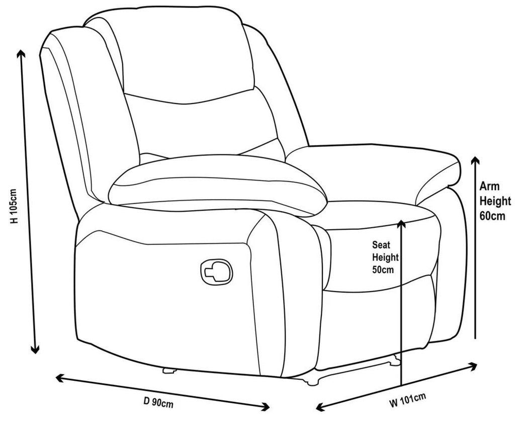 Sydney Brown Fabric Manual Recliner Sofa