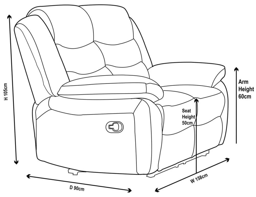 Sydney Dark Grey Fabric Manual Recliner Sofa