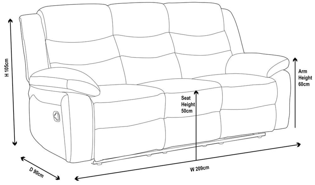 Sydney Dark Grey Fabric Manual Recliner Sofa