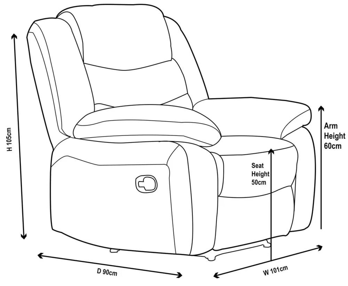 Sydney Dark Grey Fabric Manual Recliner Sofa