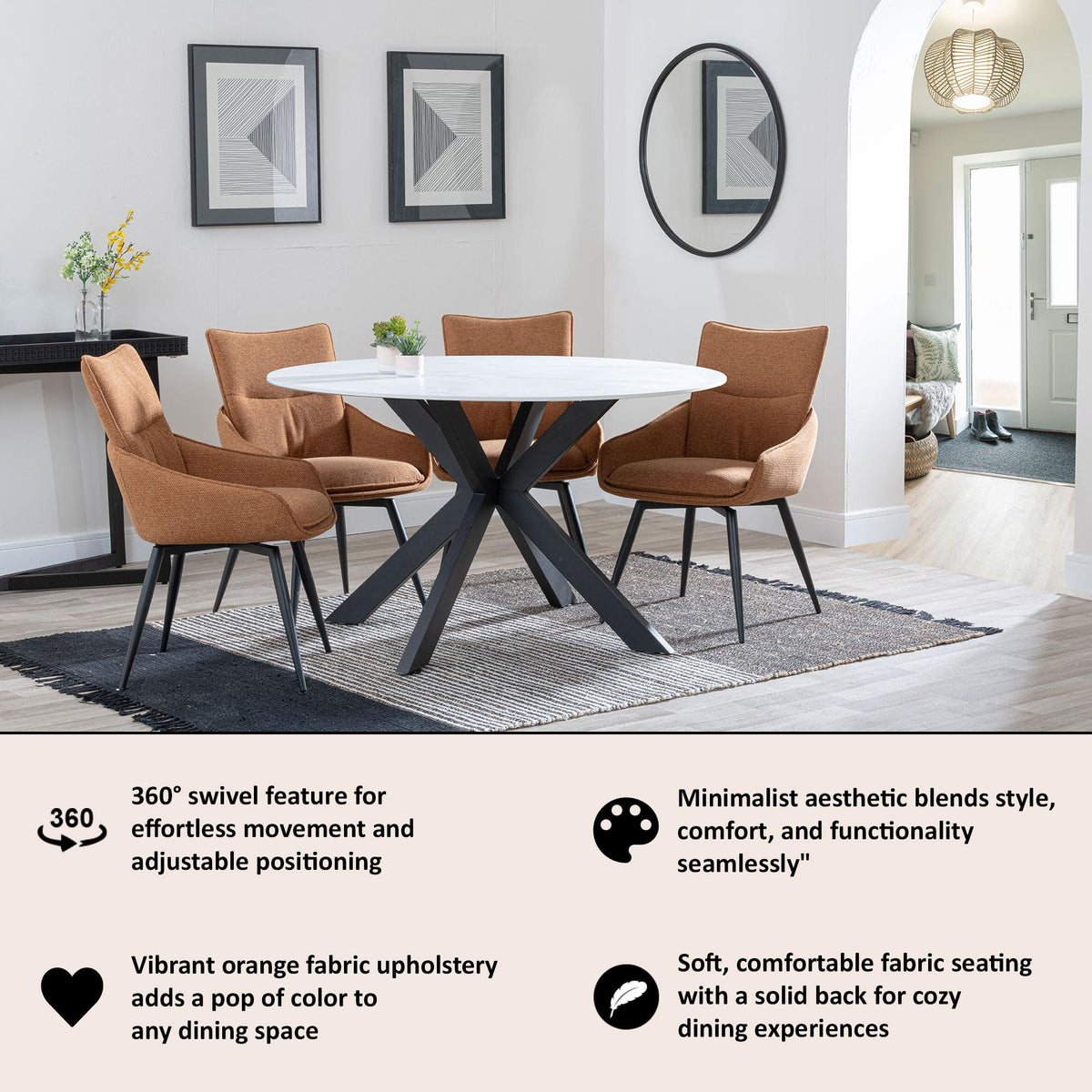 Venezia Fabric Swivel Dining Chair
