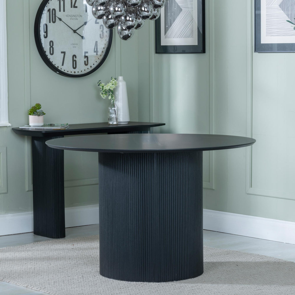 Renzo Black Round Dining Table 120cm
