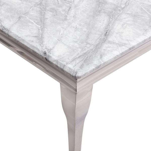 Merida Extra Large Grey Marble Effect and Chrome Dining Table 200cm