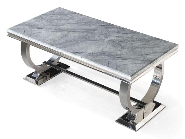 Welby Grey Engineered Marble and Stainless Steel Dining Table 200cm