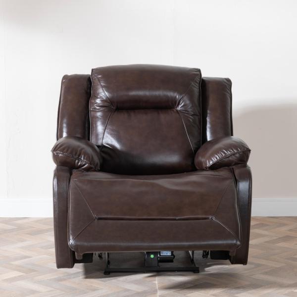Adell Dark Brown Leather Electric Recliner Sofa