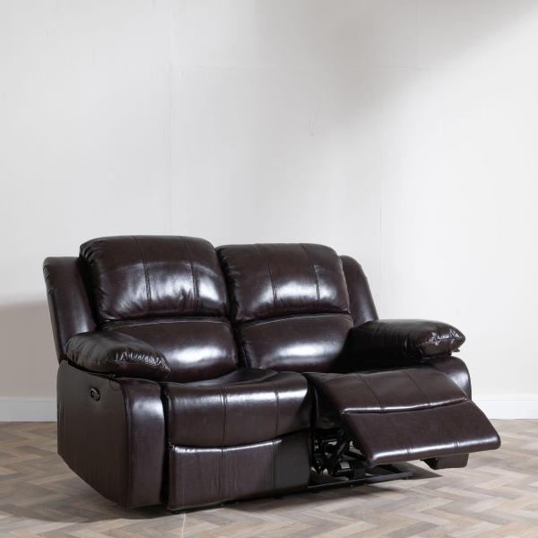 Helena Burgundy Leather Electric Recliner Sofa