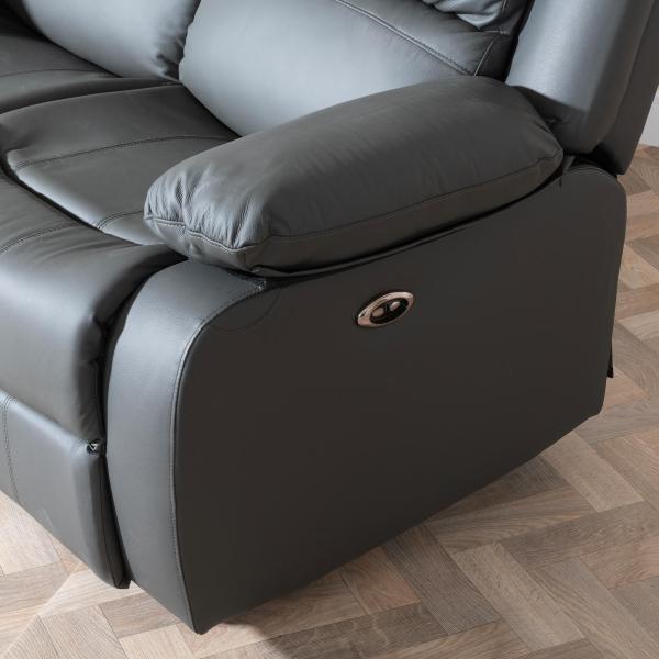 Helena Grey Leather Electric Recliner Sofa