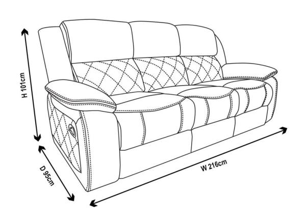 Declo Grey Leather Electric Recliner Sofa