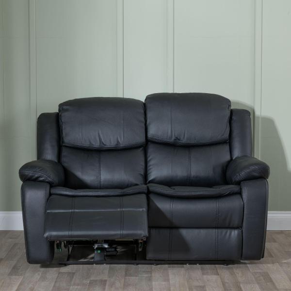 Onyx Black Leather Electric Recliner Sofa