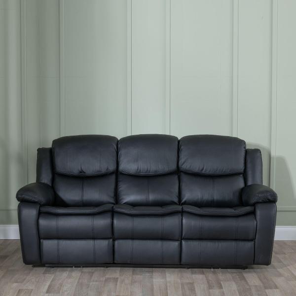 Onyx Black Leather Electric Recliner Sofa