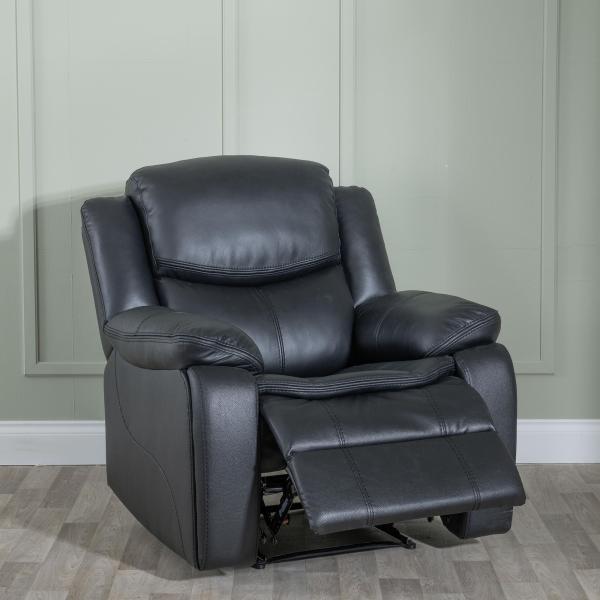 Onyx Black Leather Electric Recliner Sofa