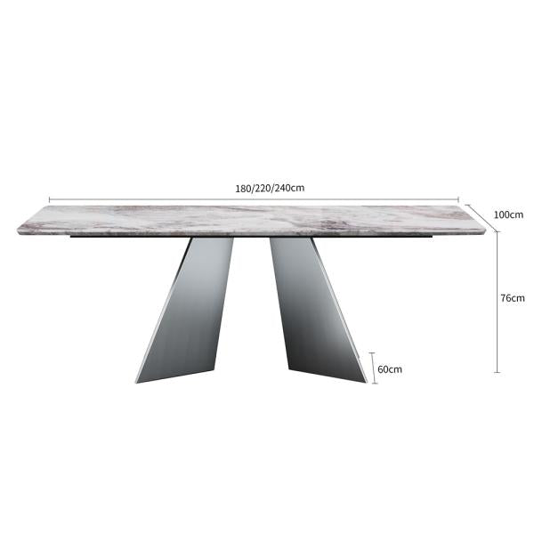 Daytona White Engineered Marble Dining Table 220cm