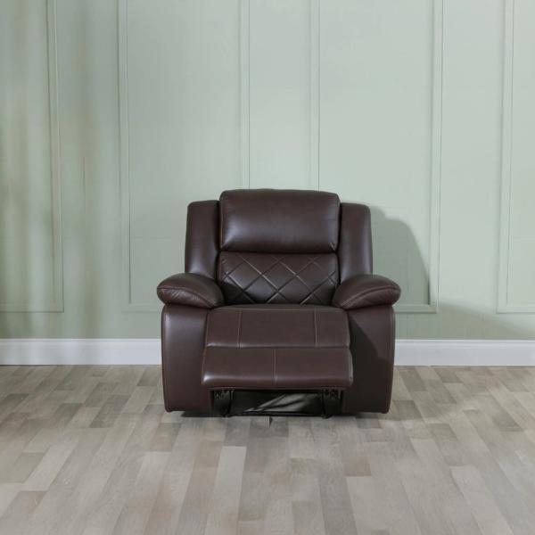 Declo Brown Leather Manual Recliner Sofa