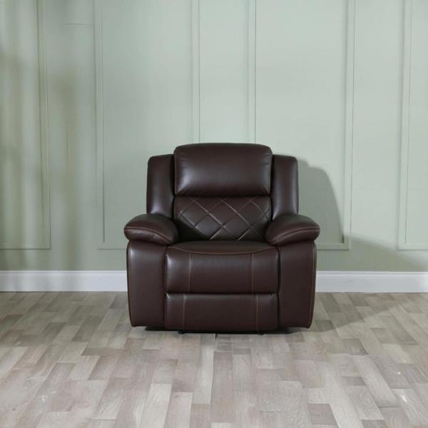 Declo Brown Leather Manual Recliner Sofa