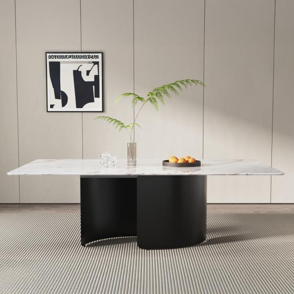 Eclipse White Engineered Marble Dining Table 180cm
