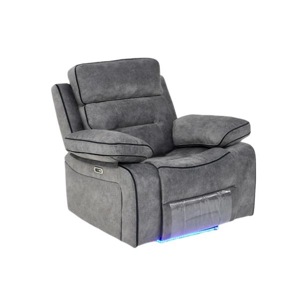 Luminova Dark Grey Fabric Electric Recliner Sofa
