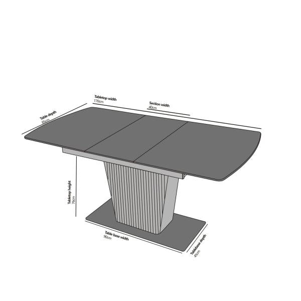 Valtaro Grey Ceramic Extending Dining Table 130cm-170cm