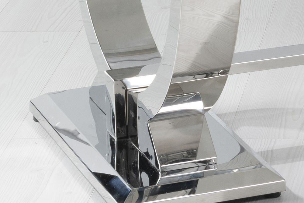 Welby Grey Engineered Marble and Stainless Steel Dining Table 180cm