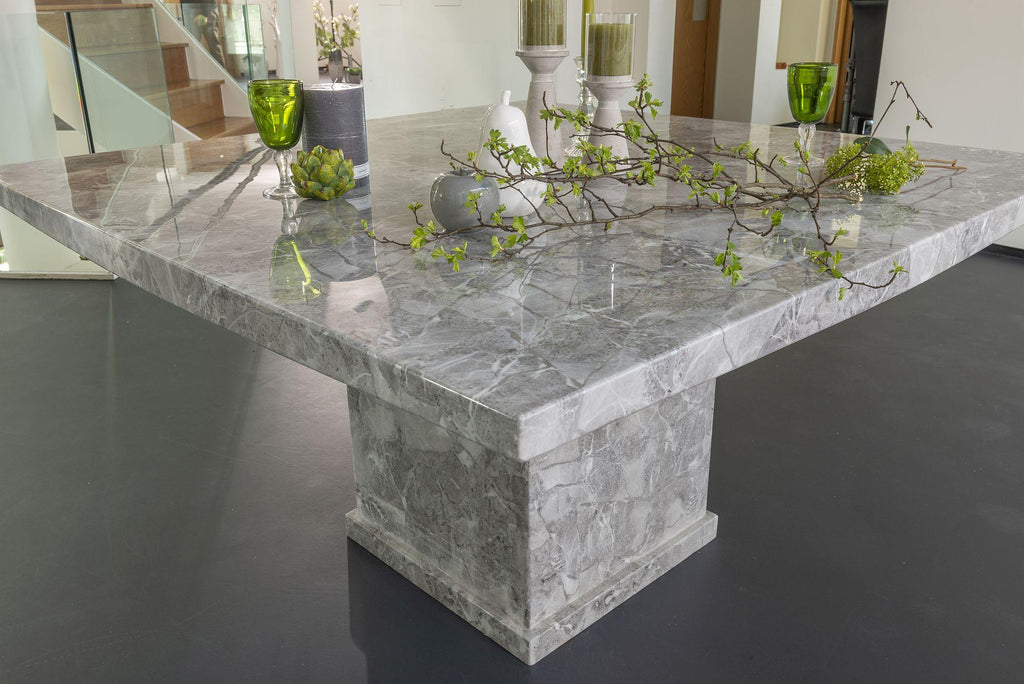 Anza Grey Marble Square Dining Table 140cm