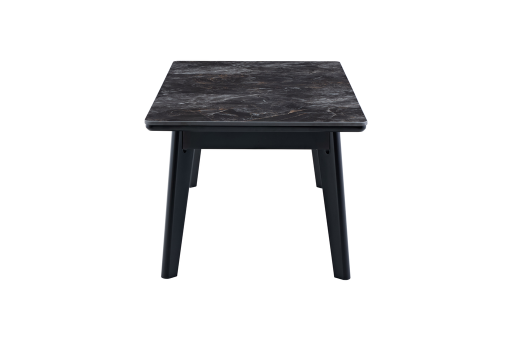 Arizona Black Ceramic Marble-Effect Coffee Table with black legs - front view