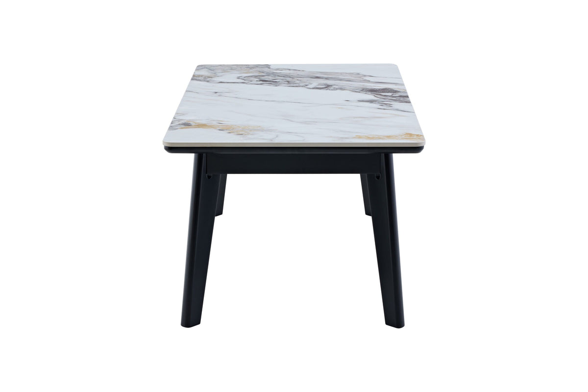 Arizona Cream Ceramic Marble-Effect Coffee Table - side view