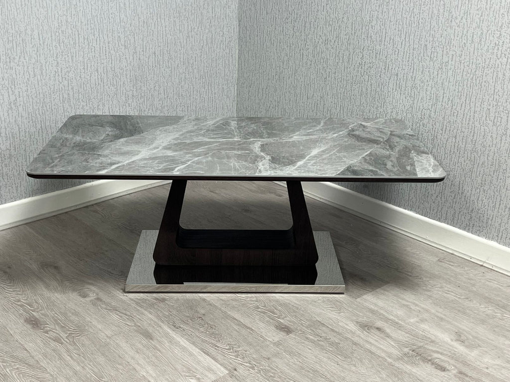Zermatt Ceramic Grey Marble-Effect Coffee Table - side view