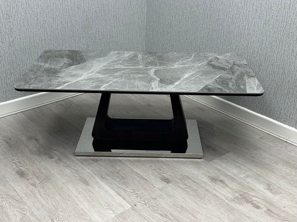 Zermatt Ceramic Grey Marble-Effect Coffee Table - front view