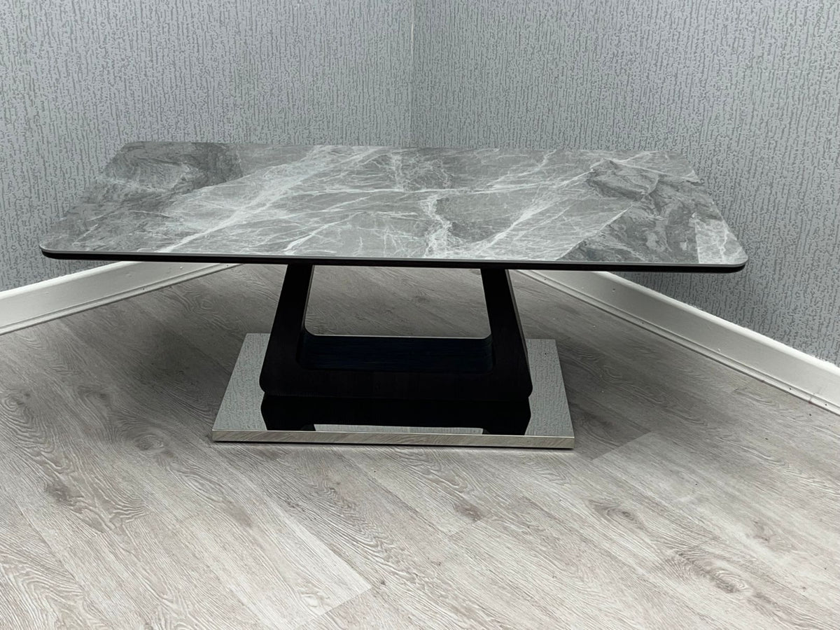 Zermatt Ceramic Grey Marble-Effect Coffee Table - front view