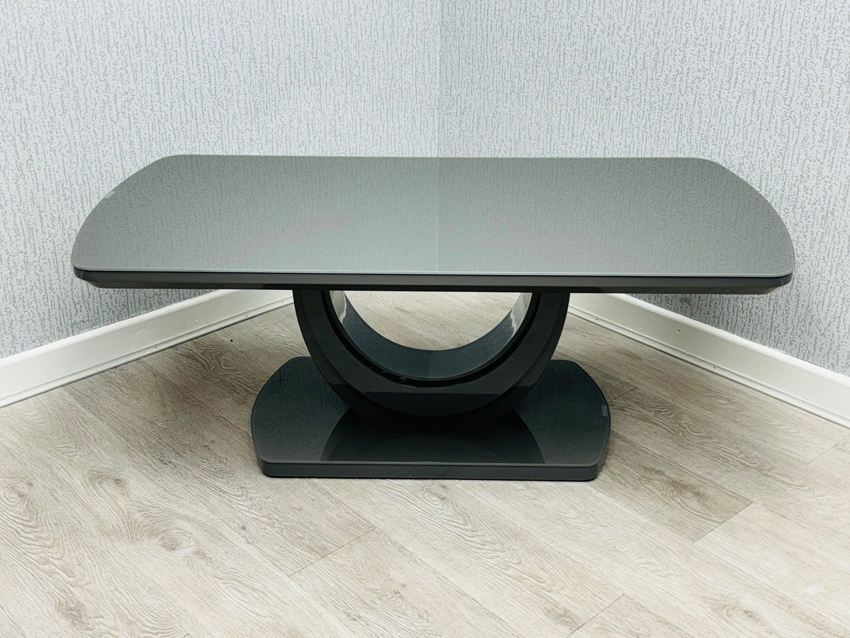 Marano White High Gloss Coffee Table with U-shaped pedestal base - front view