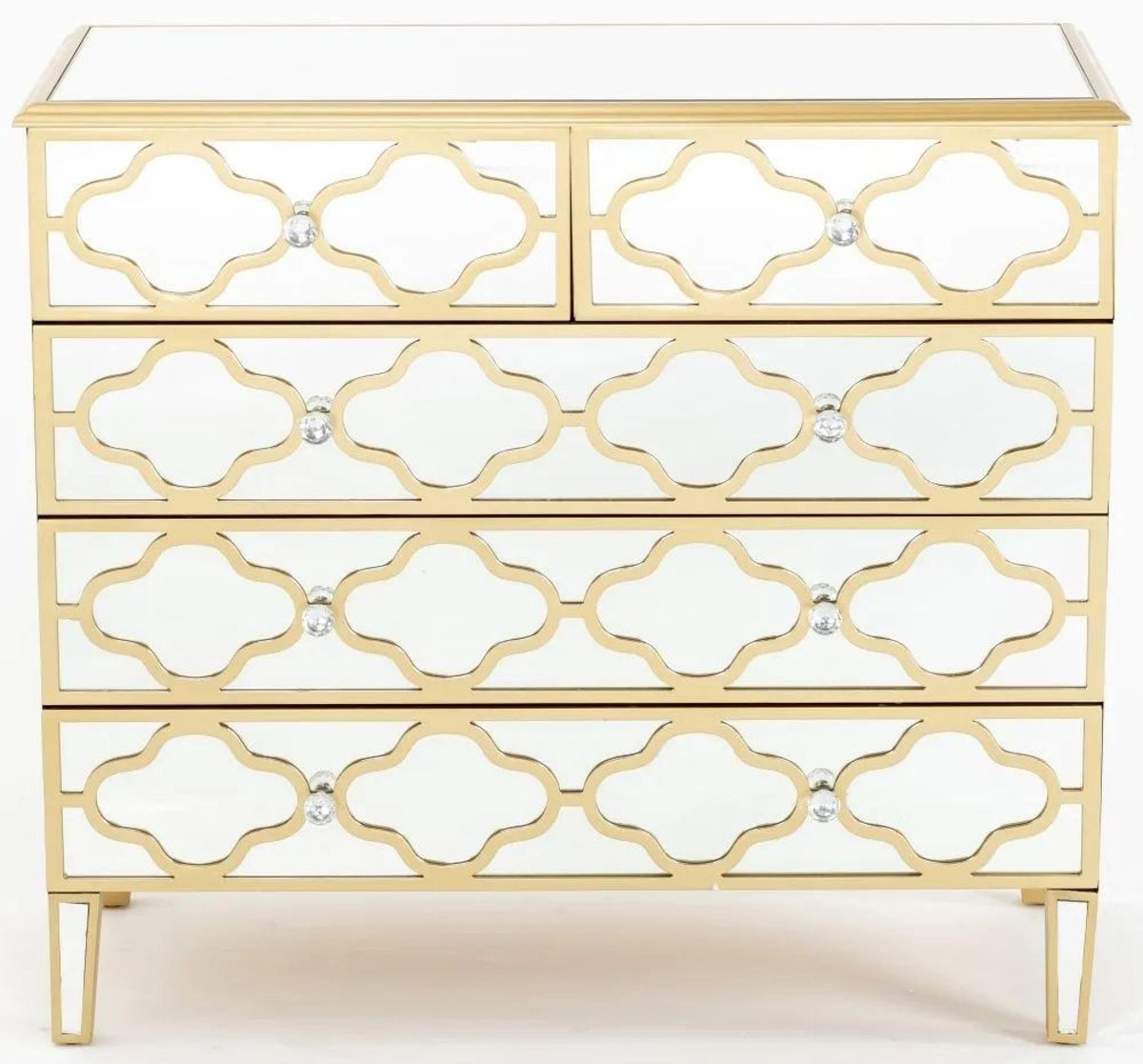 Aurelia Mirrored Gold Trim 3+2 Drawer Chest