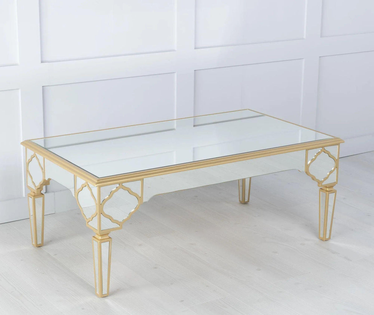 Aurelia Mirrored Gold Trim MDF Coffee Table