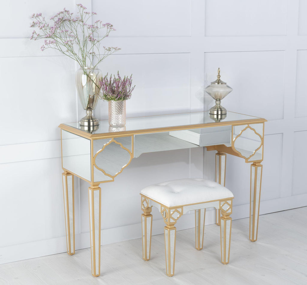 Aurelia Mirrored Gold Trim Dressing Table