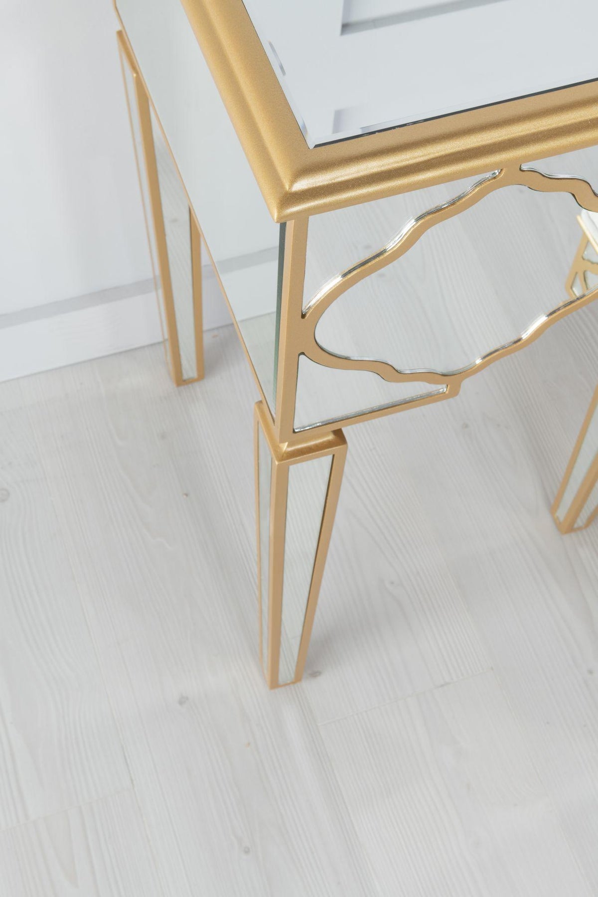 Aurelia Mirrored Gold Trim Dressing Table