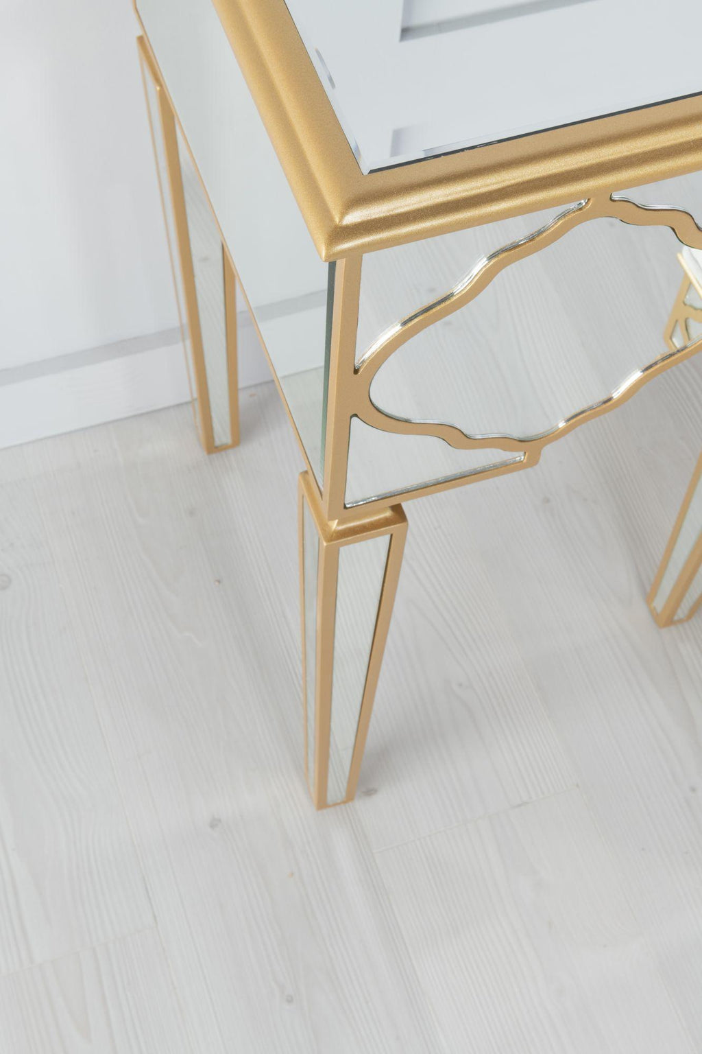 Aurelia Mirrored Gold Trim Dressing Stool