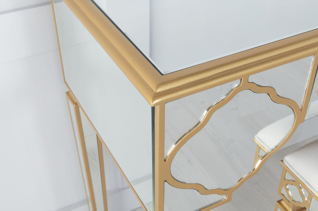 Aurelia Mirrored Gold Trim Dressing Table