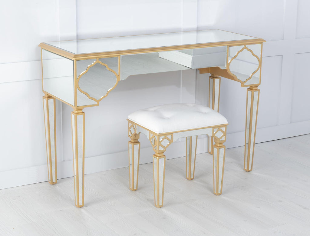 Aurelia Mirrored Gold Trim Dressing Table