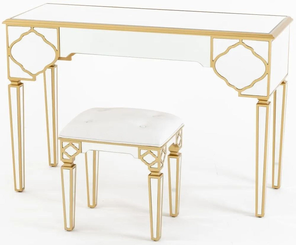 Aurelia Mirrored Gold Trim Dressing Stool
