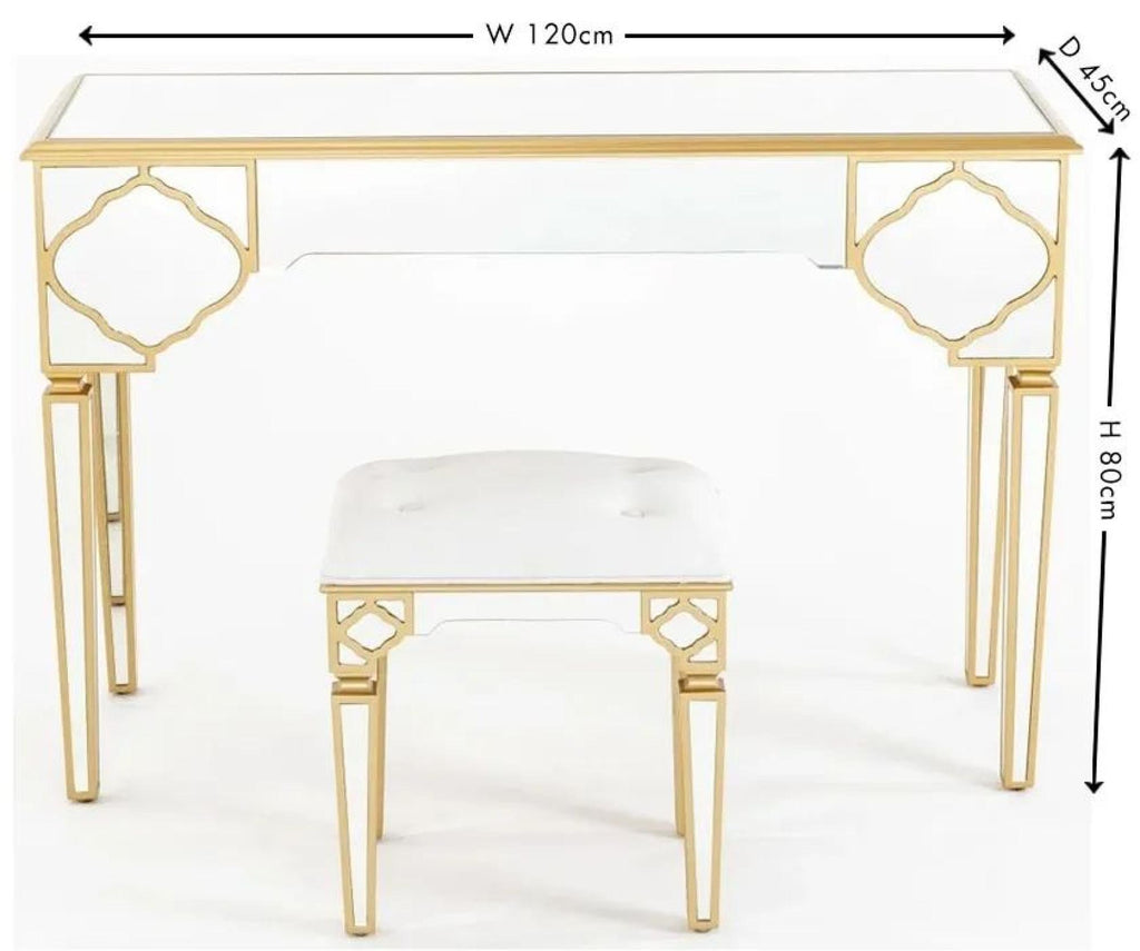 Aurelia Mirrored Gold Trim Dressing Stool