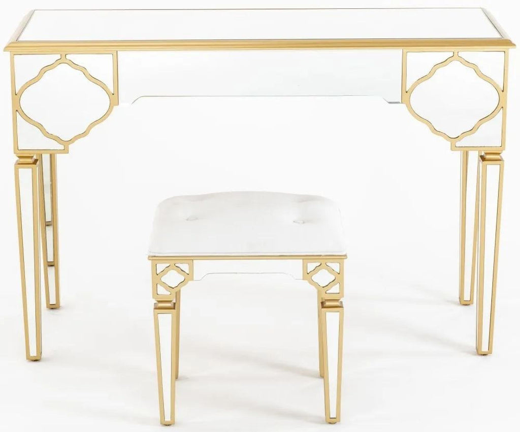 Aurelia Mirrored Gold Trim Dressing Stool