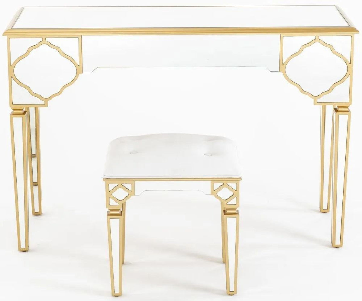 Aurelia Mirrored Gold Trim Dressing Stool