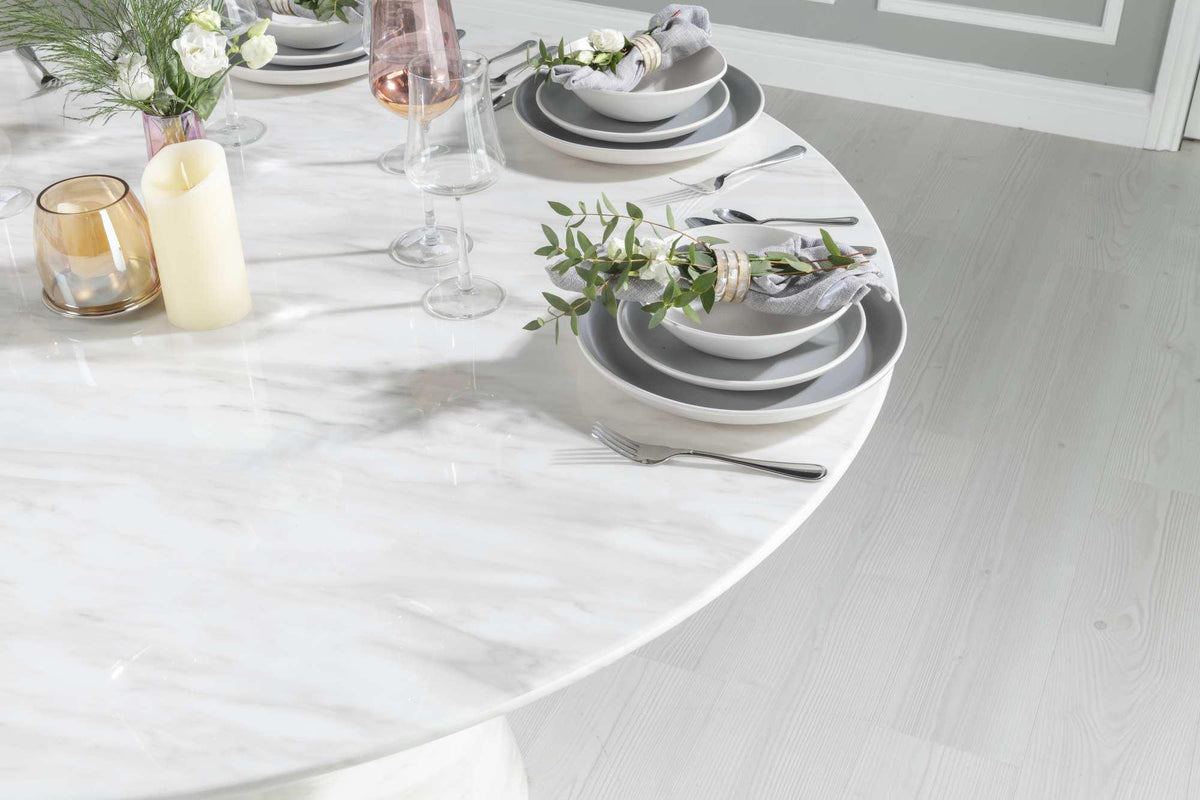 Cannes White Engineered Marble Round Dining Table 130cm