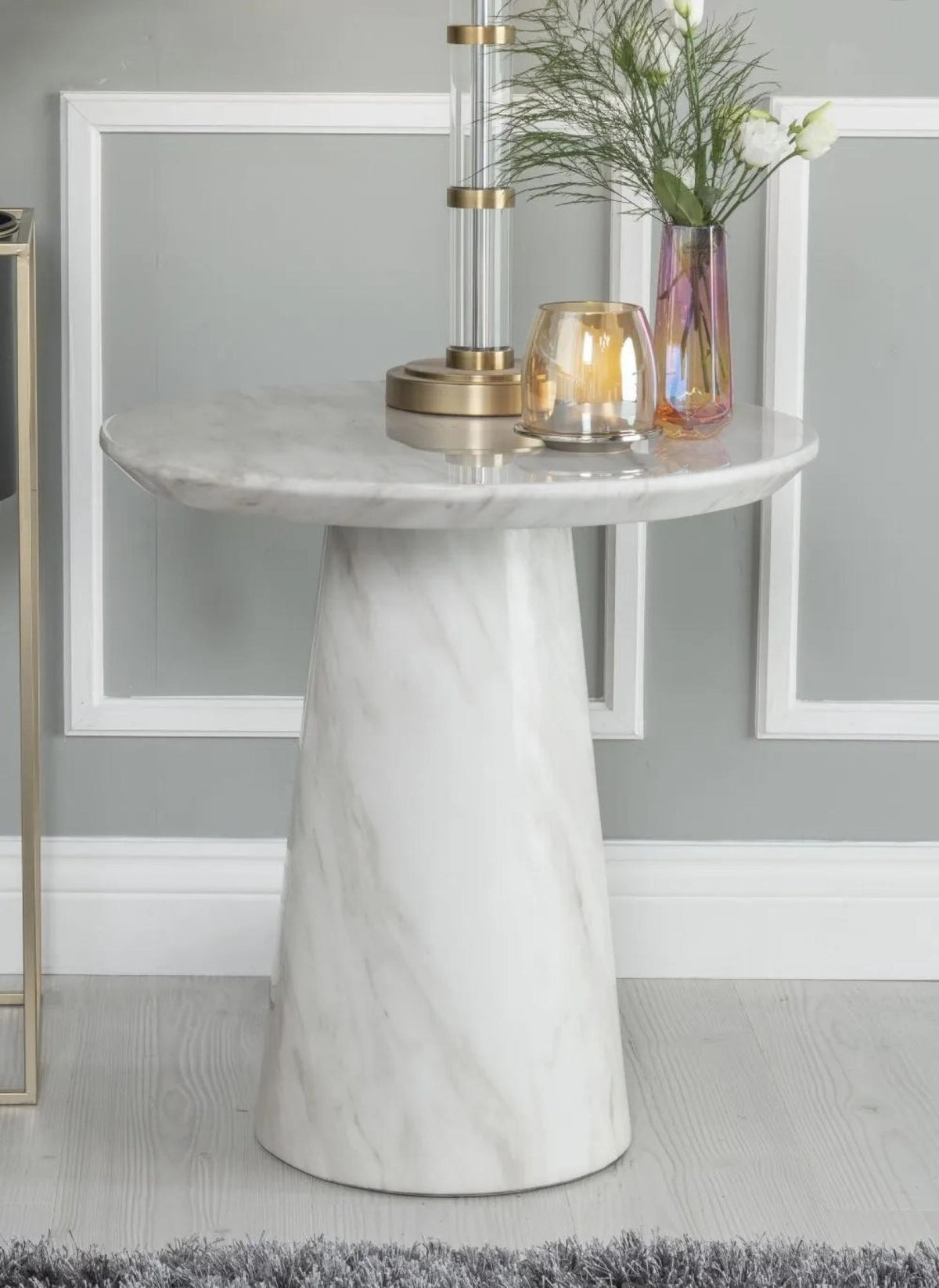 Cannes Engineered Marble Round End Table
