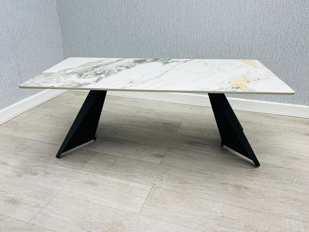 Chicago Cream Ceramic Marble-Effect Coffee Table - studio shot 2