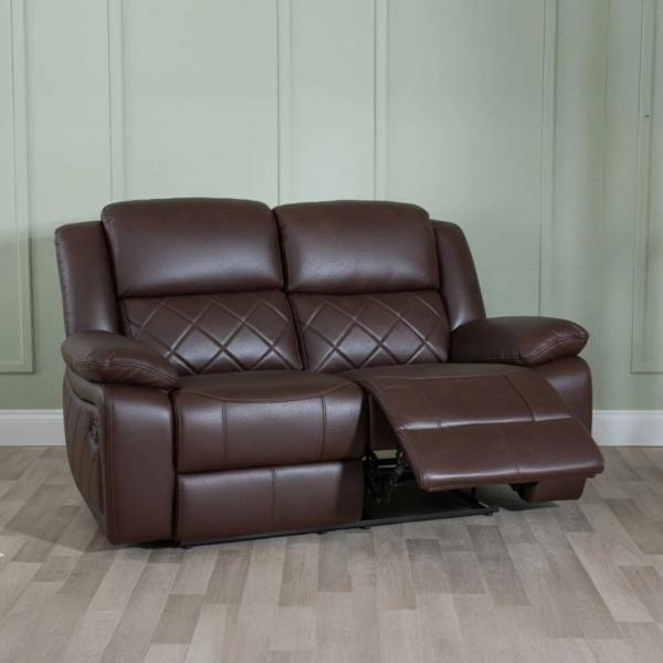Declo Brown Leather Electric Recliner Sofa