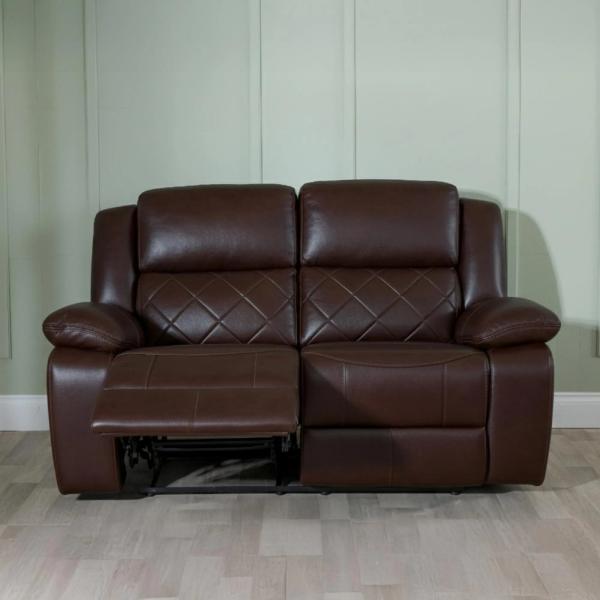 Declo Brown Leather Manual Recliner Sofa