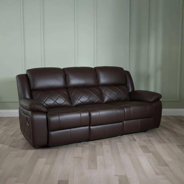 Declo Brown Leather Electric Recliner Sofa