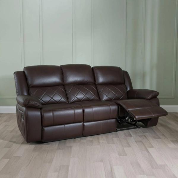 Declo Brown Leather Electric Recliner Sofa