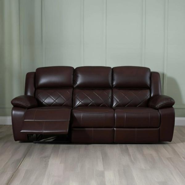Declo Brown Leather Electric Recliner Sofa